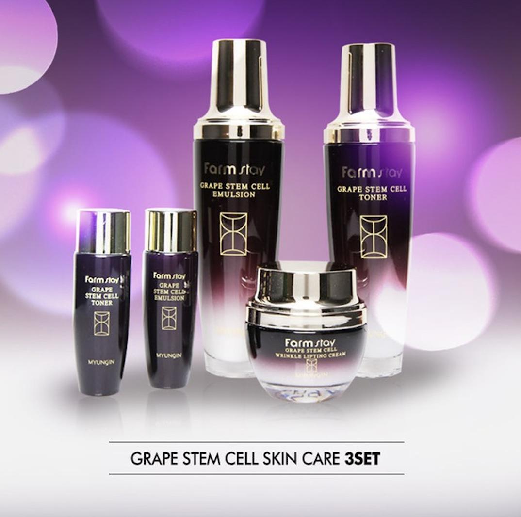 Уходовый набор для лица 3 в 1 (Тоник + Эмульсия + Крем) со стволовыми клетками винограда — фото 2