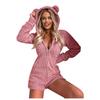 Women Long Sleeve Hooded Jumpsuit Pajamas Casual Winter Warm Rompe Sleepwear