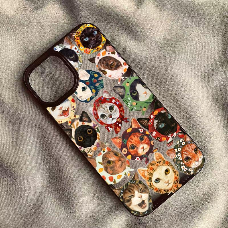 

Чехол для телефона для Samsung Galaxy A06 A16 A54 A35 A15 A55 A52 A34 5G S24 S23 S22 Ultra S24 FE S25 Прозрачный чехол с красочным дизайном кошки S24FE