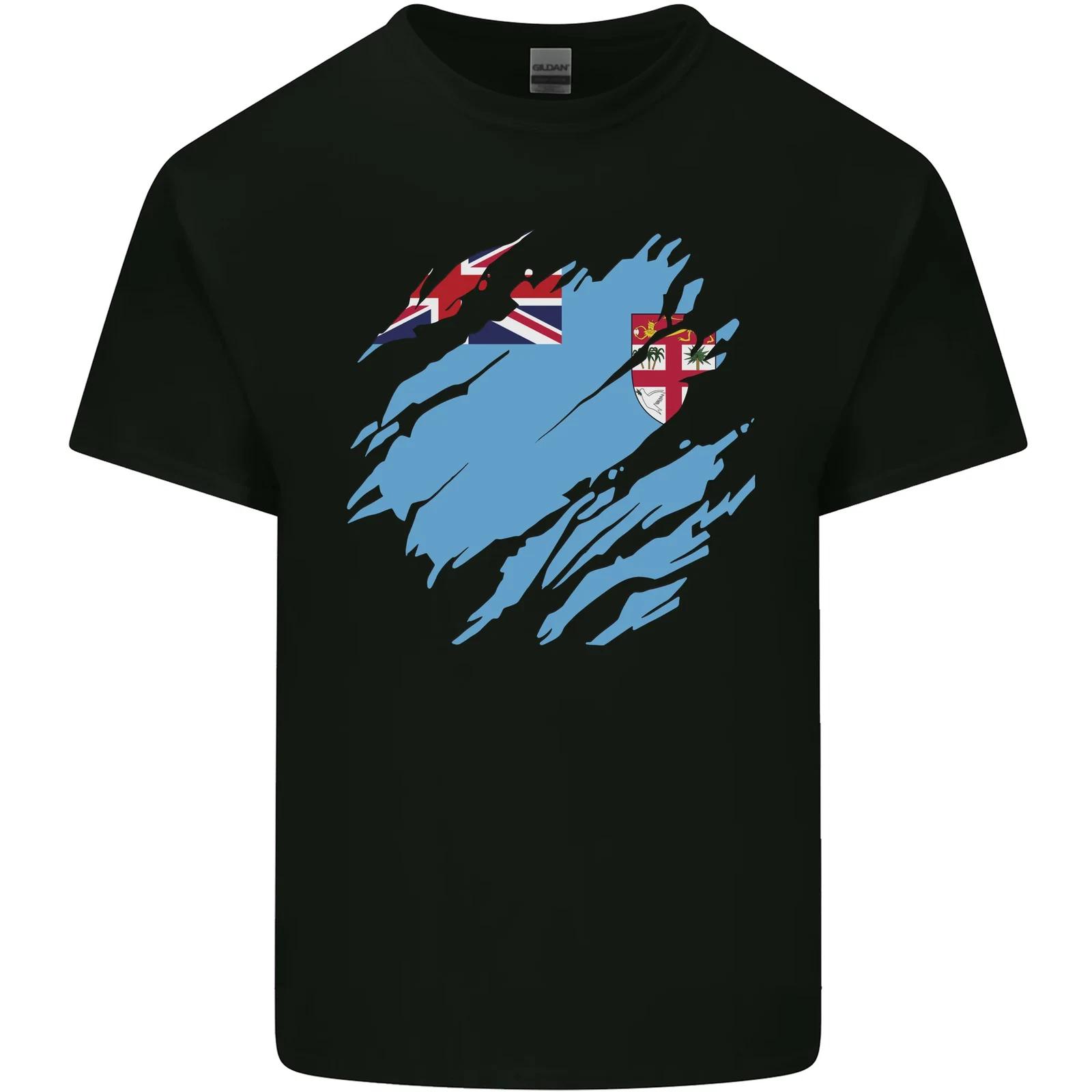 

Torn Fiji Flag Fijian Day Football Kids T-Shirt Childrens M