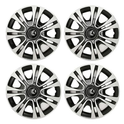 4 Peças Calota Preto Prata Instalação Fácil Protetor Capa de Calota para Carros Caminhões Vans Roda de Aço 13 Polegadas