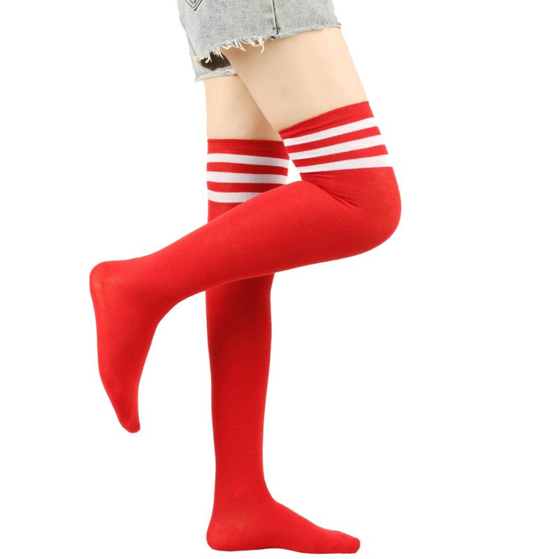 Women Over Knee Thigh High Socks Academic Style Black White Striped Long Socks Over The Knee Stockings For Ladies Girls WarmKnee