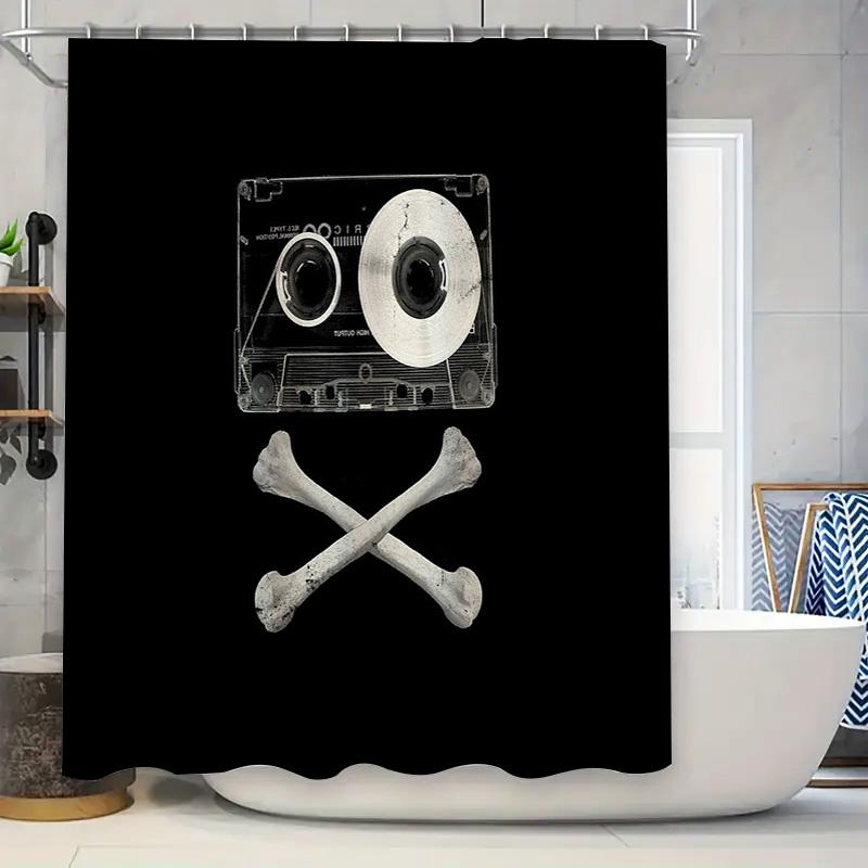 Пиратский Череп Занавеска для Душа Узор Черепа Декор для Ванной Комнаты Морской Якорь Череп Подкладка для Душа Жуткая Хэллоуинская Атмосфера Прибрежный Дом 90x180cm