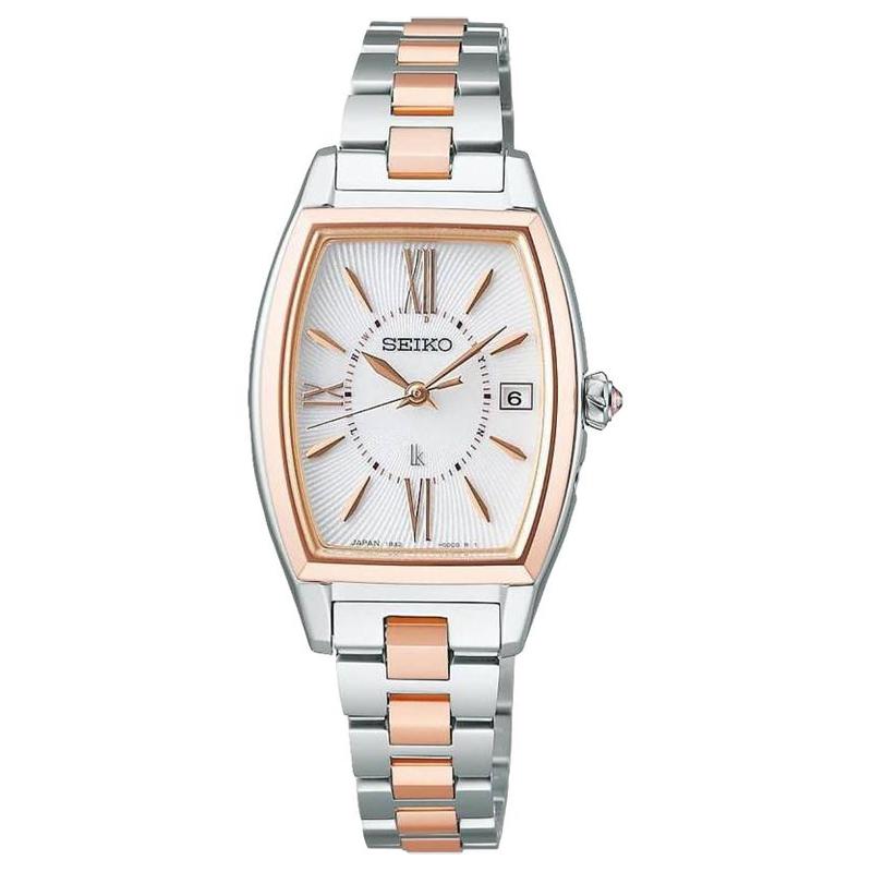 SEIKO Lukia series 100m waterproof solar Quartz gold-plated Steel Strap women s watch white dial SSVW230 синий
