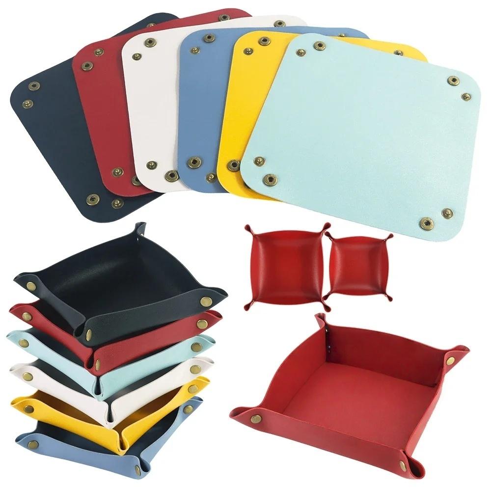 1PC 20cm/7.87inch PU Leather Tray Jewelry Tray Glossy Leather Desk Organizer Leather Tray for Jewelry/Key/Coin/dice Etc.
