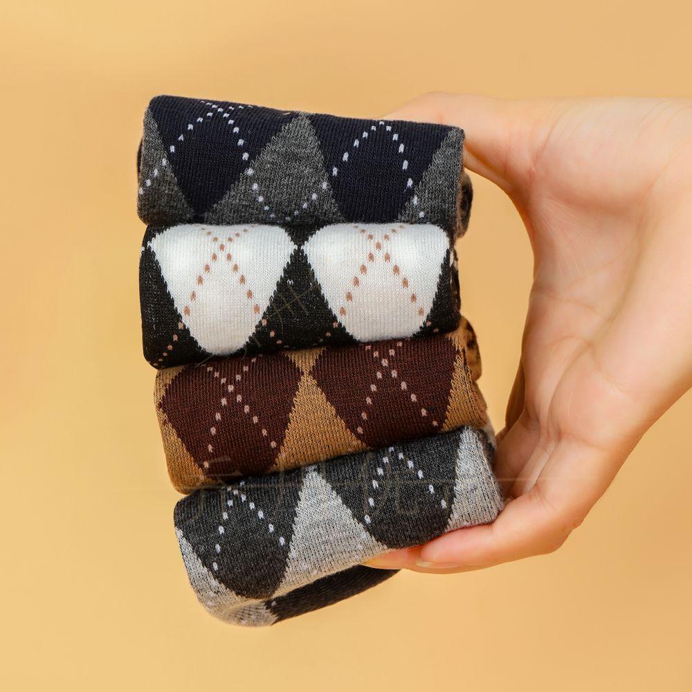 1/3/5/10 Pairs Men Checkered Pattern Socks Korean Style Fashionable Versatile Retro Socks Comfortable Casual Medium Length Socks