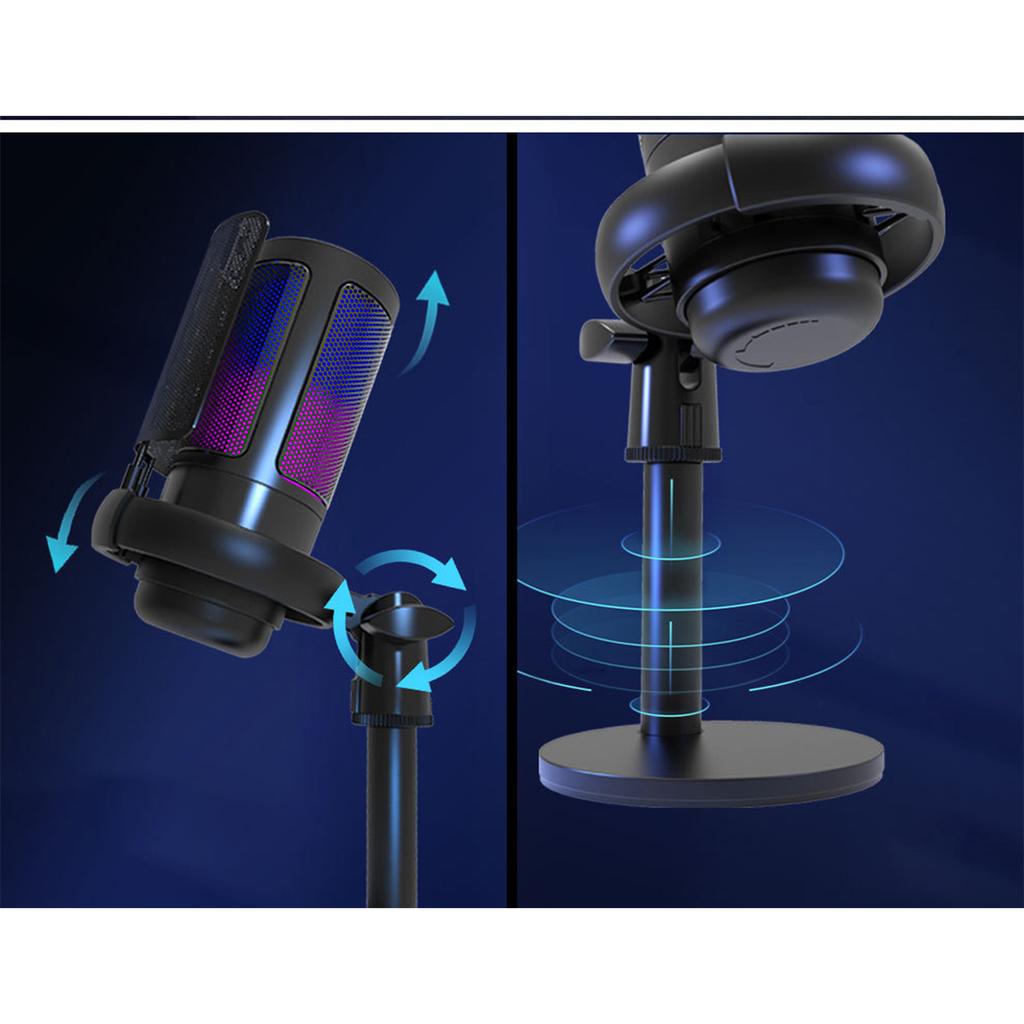 USB Condenser Microphone RGB Colorful Computer Karaoke Game Voice Recording Mobile Phone Live Wired Microphone