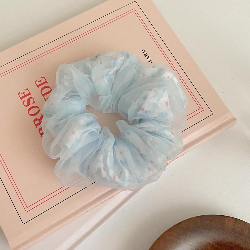 Sweet Korean Style Floral Mesh Hair Tie with Large Intestine Design - School Style Rubber Band E18