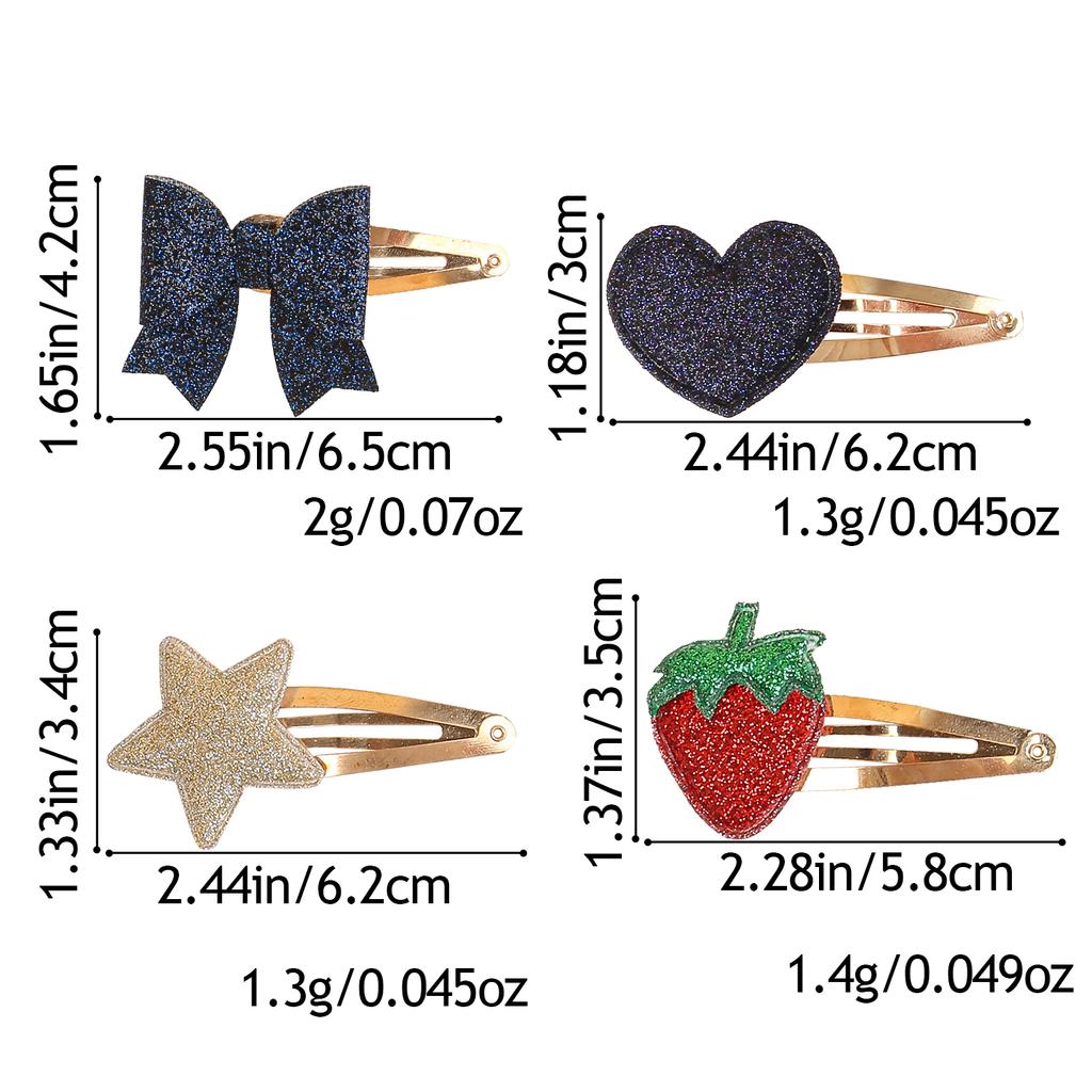 2/8pcs Cute Girls Star Hair Clips Heart Shaped Hairpin Hair Bows Barrettes Clips Alloy Hair Pins Kids Children Headwear