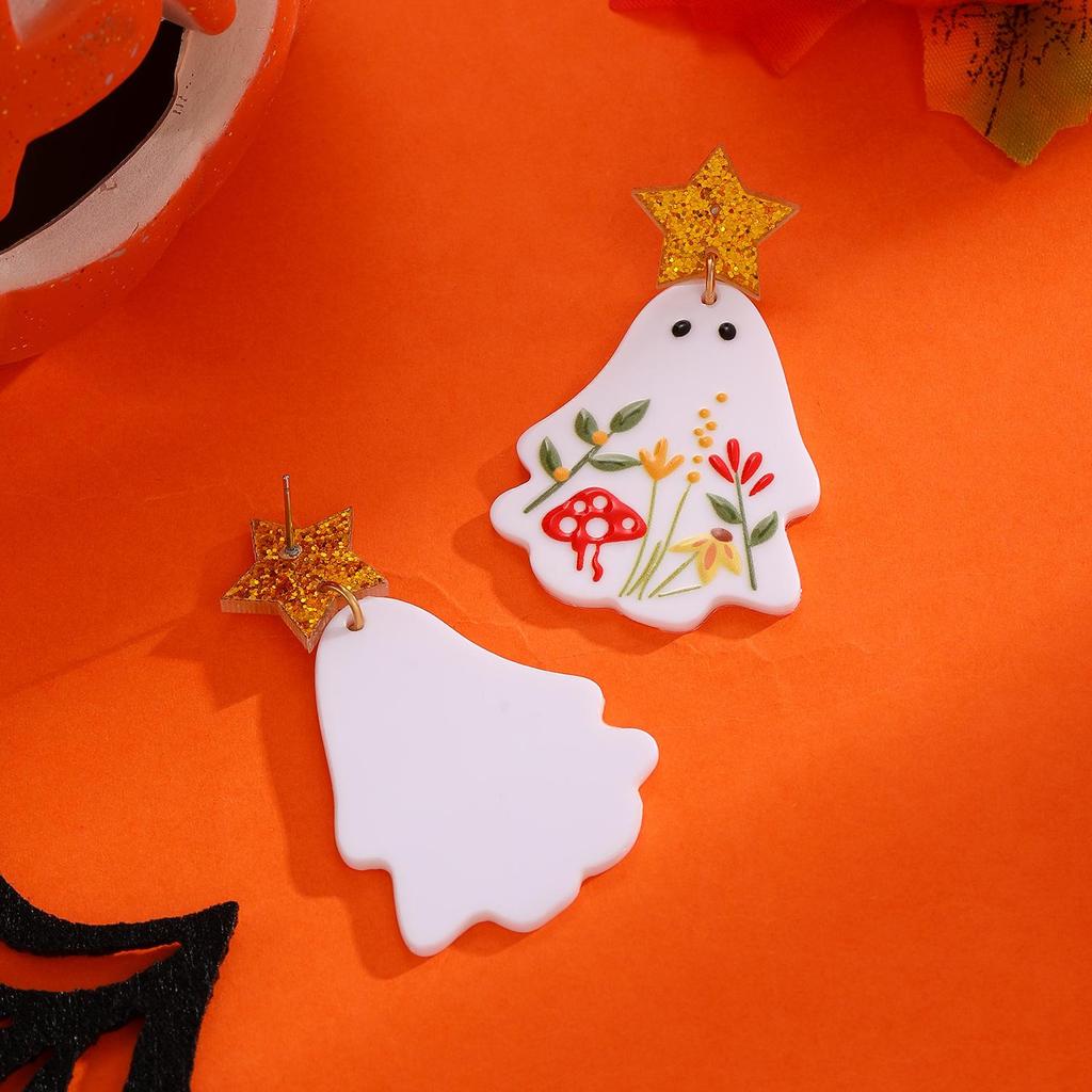 Fashion Personality Creative Versatile Halloween Acrylic Ghost Earrings