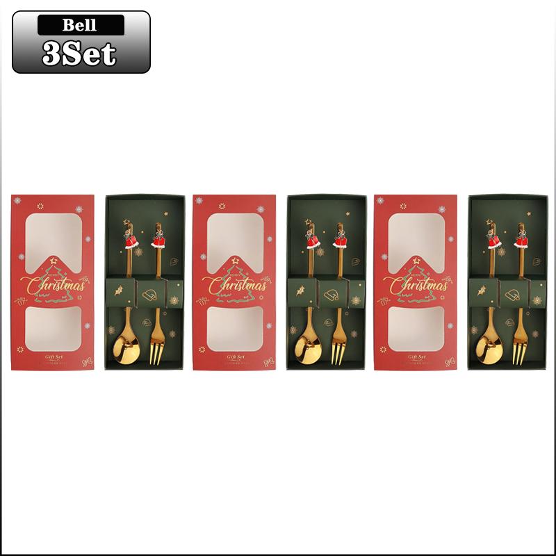 20Sets Christmas Spoon Set Cute Christmas Gift Cutlery Two Sets Father Christmas Doll Dessert Spoon Cutlery Set Christmas