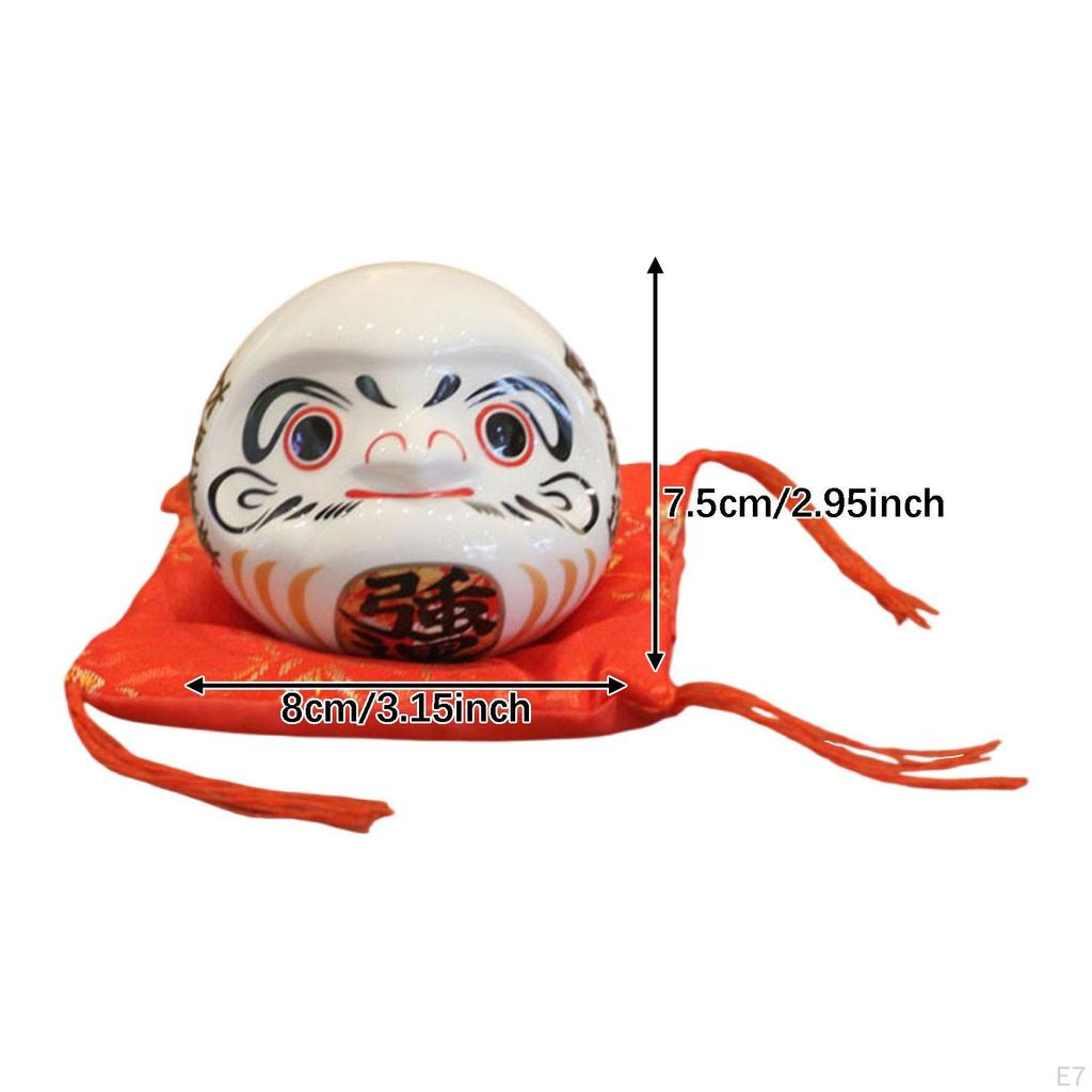 Ceramic Daruma Piggy Bank Desktop Decor Doll Japanese Figurine Saving Pot for Cafe