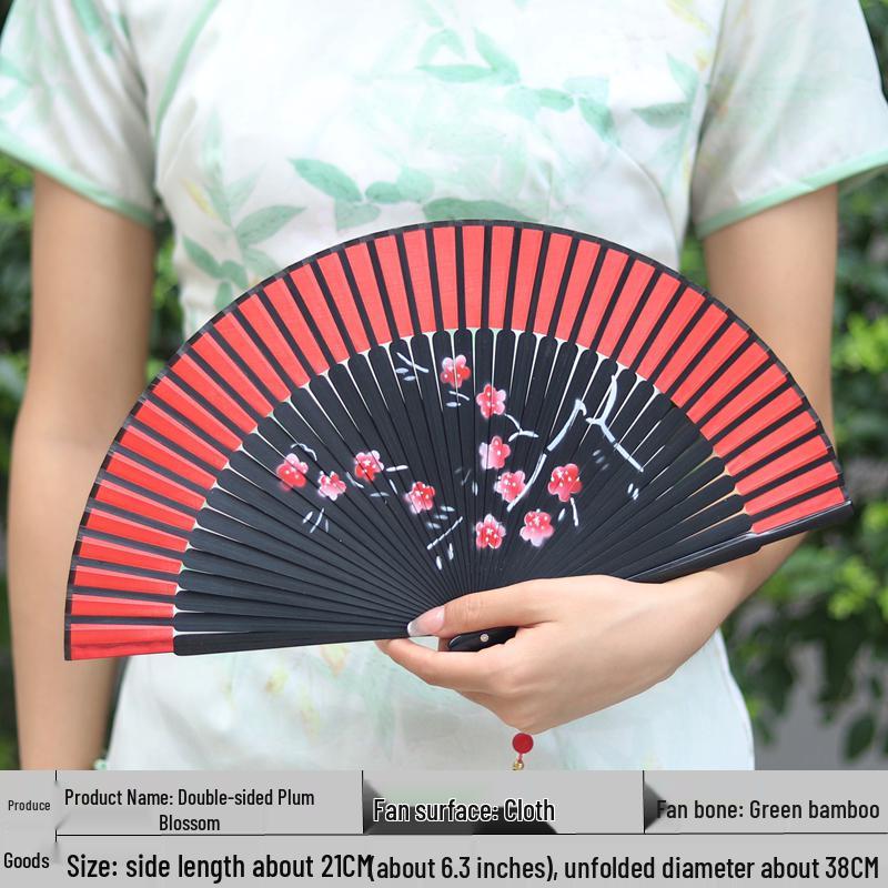 Red Ancient Style Chinese Folding Dance Fan - Easy To Open & Close, Perfect for Hanfu, Cheongsam, and Runway Shows