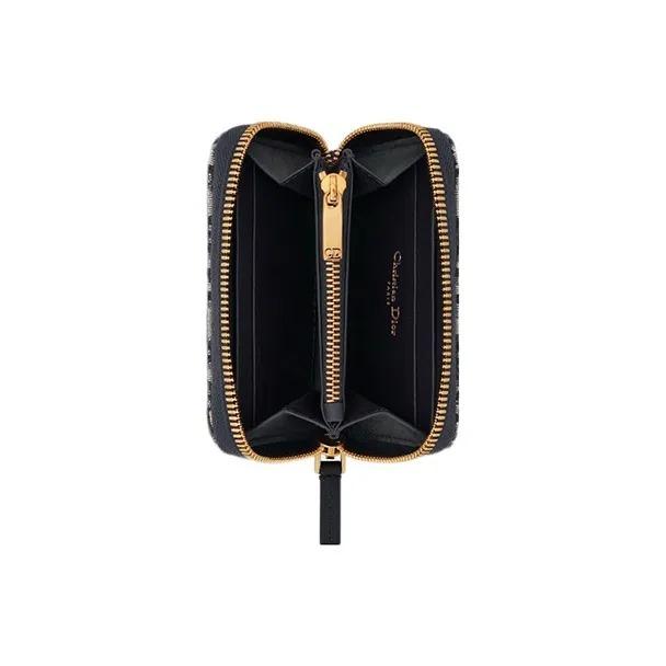 DIOR 30 Montaigne Printed Embroidered All-Over Print Zipper Clutch Wallet Fabric Small Women's Blue