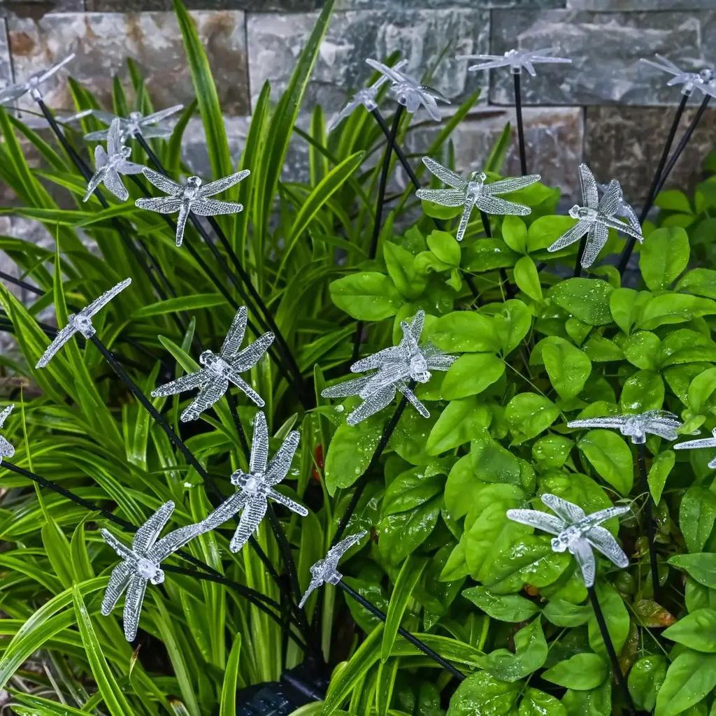 Garden Solar Dragonfly Lights Outdoor 6LED Decor Light Waterproof Stake Lights for Yard Pathway Patio