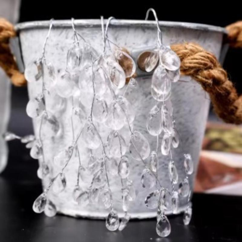 Elegant Acrylic Crystal Drop Flower Twig Picks 10Pcs for Wedding Bridal Bouquet Embellishment Use