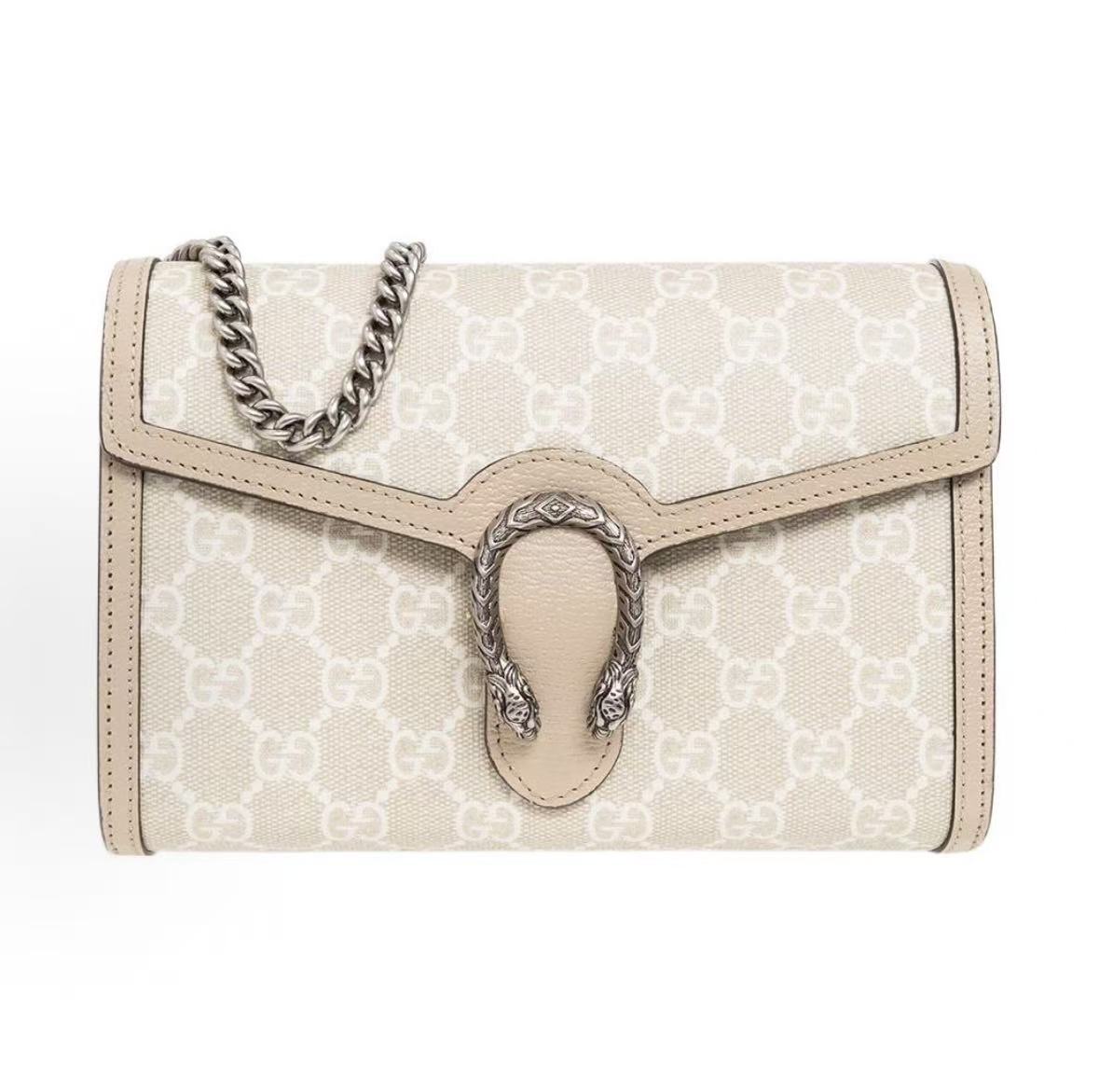 

Gucci Dionysus Tiger Head Buckle Logo With Aged Flowers Leather Trim Chain Bag Purse Messenger Bag Shoulder Bag Women S Beige Basic+Dust Bag бежевий