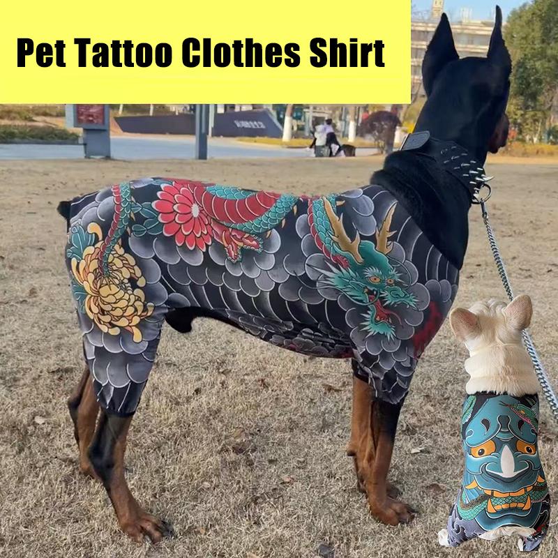 Ultra-Thin Mesh Pet Tattoo Vest – 4-Season Breathable Sleeveless Shirt with Cool Prints for Dogs & Cats, Fun & Stylish