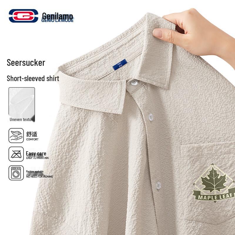 GENIOLAMODE Men s Casual Breathable Short Sleeve Shirt XL