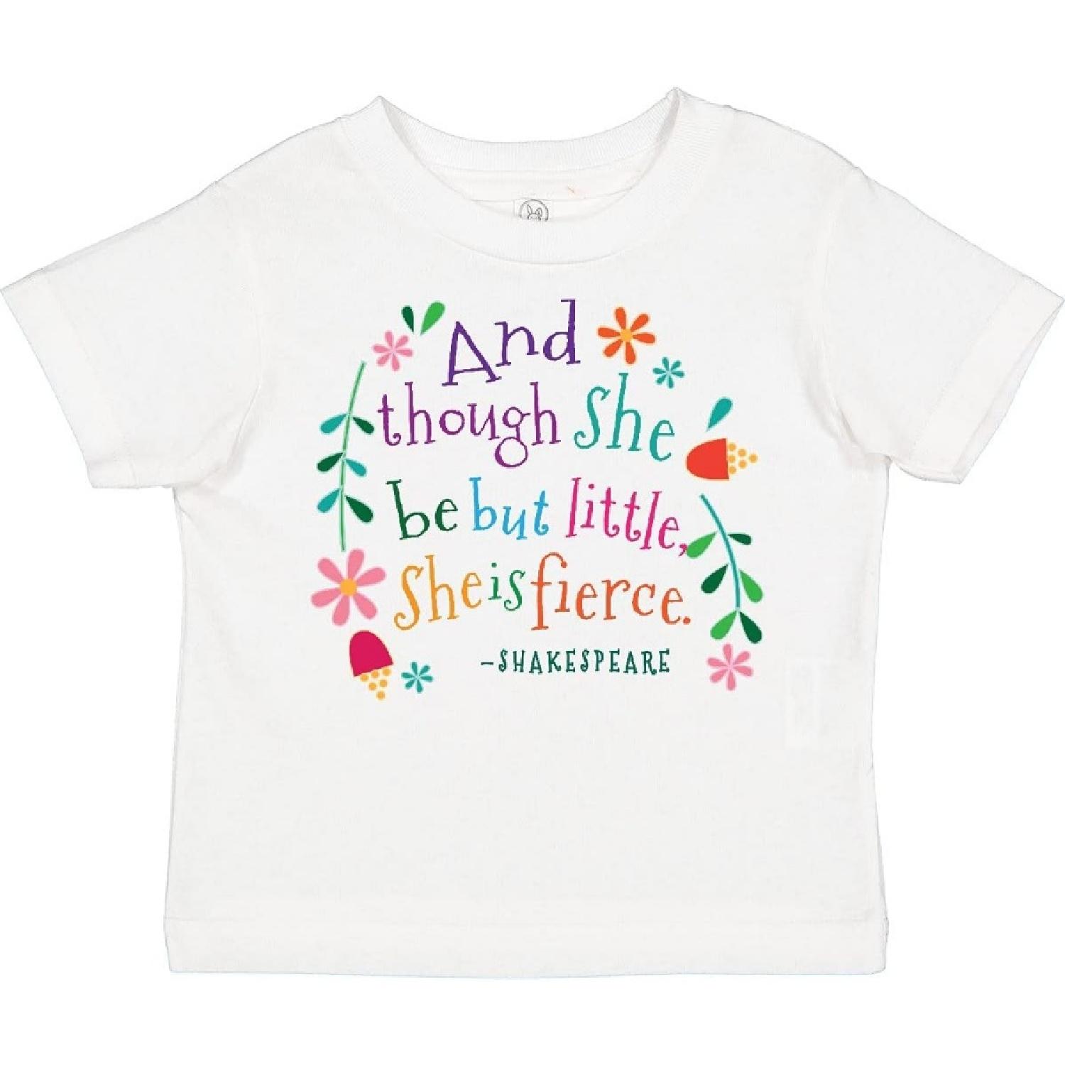 inktastic Она свирепая Забавная цитата Шекспира Подарок Детская футболка XXXXXL белый