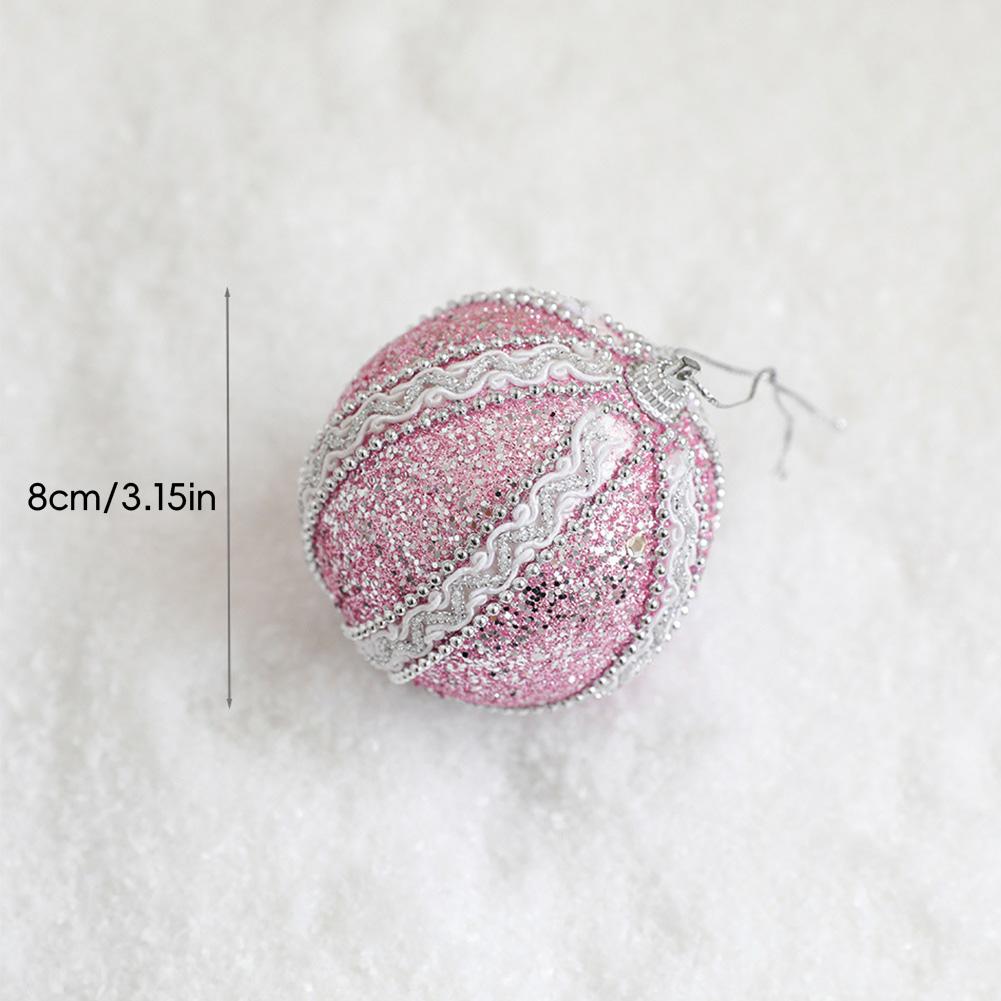 

Pink Ball Star Bow Christmas Tree Pendant Creativity Plush Foam Christmas Deco Ball Luxury Sparkly Xmas Home Hanging Decoration