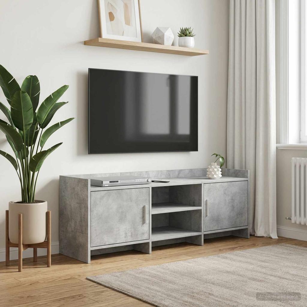 TV Cabinet 130 x 33 x 47 cm Concrete Grey Particleboard