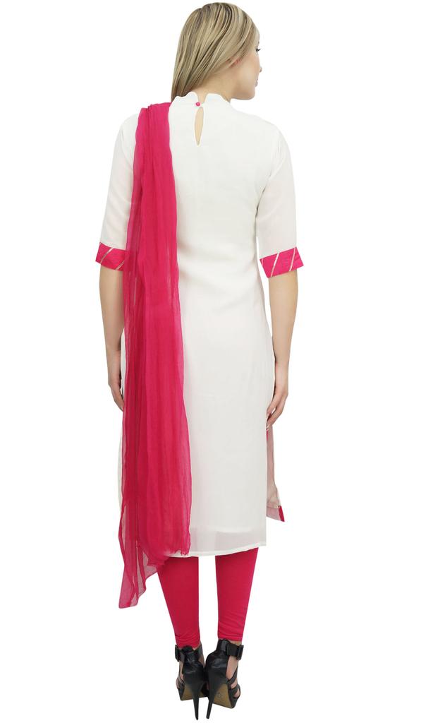 Atasi Readymade Beige Georgette Long Churidar Straight Cut Casual Salwar Suit -