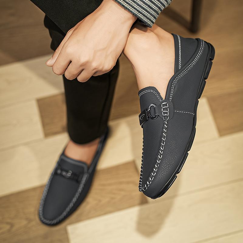 Fashion Comfort Genuine Leather Men Loafers All-match Lazy Shoes Breathable Moccasins Fashion Men Casual Shoes Slip-on Men Walking Shoes