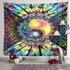 Yin Yang Balance Connect Tapestry Sun Moon Psychedelic Wall Hanging Decor Indian Mandala Bohemian Hippie Trippy Large Tapestry