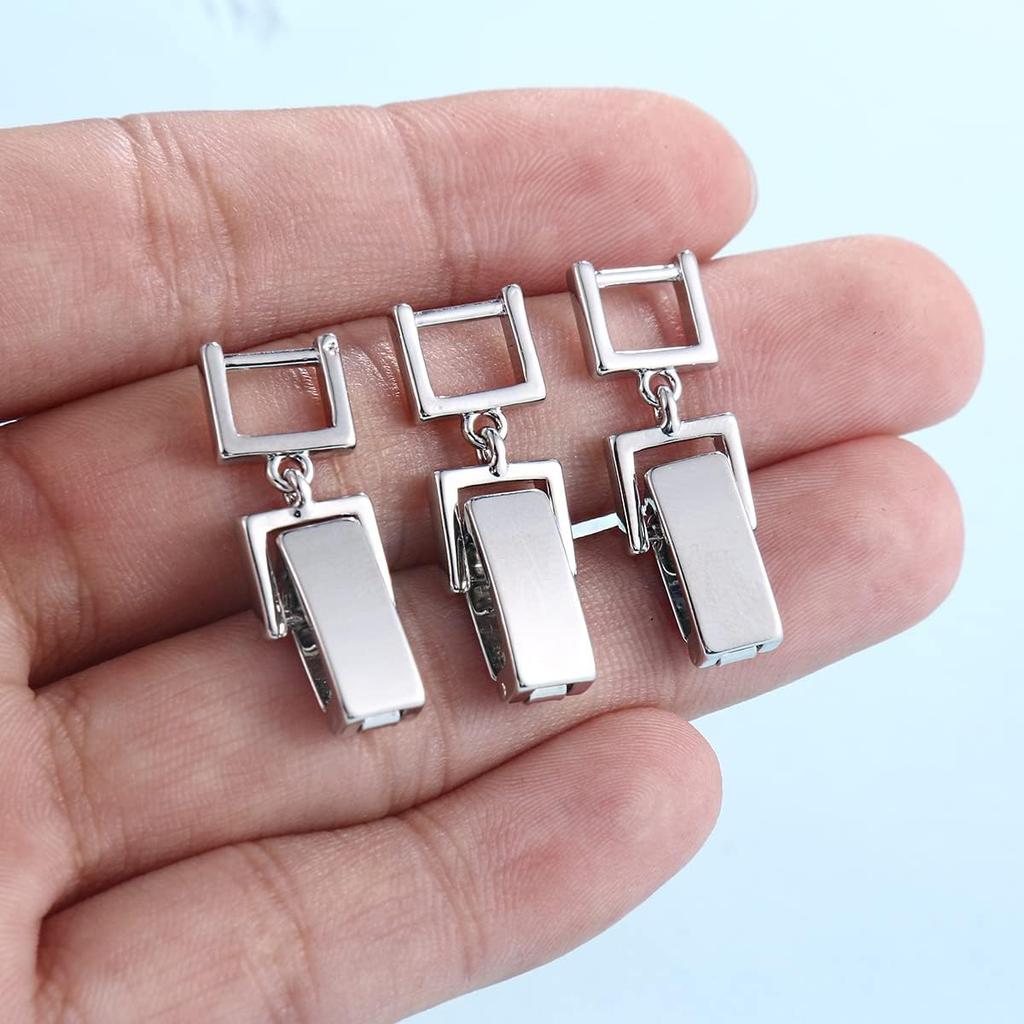 White Gold/Gold Plated 3pcs Fold Over Clasp Set for Bracelet or Necklace Making Jewelry Extender(White Gold 6.5mm)