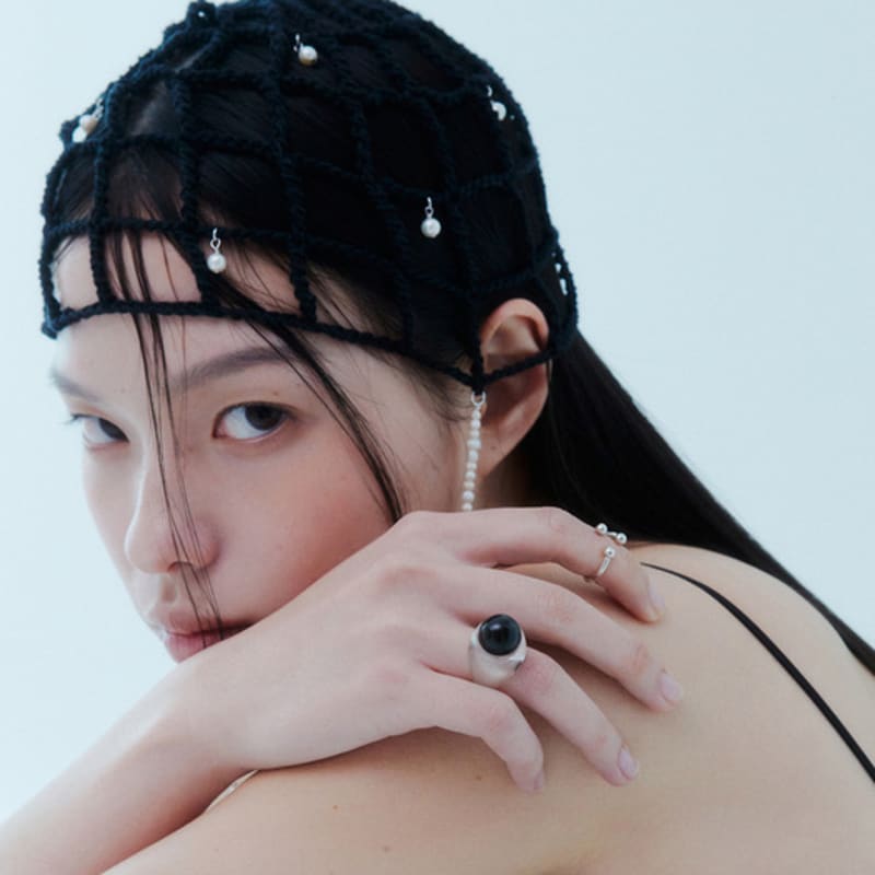 lowool Black frog eye ring