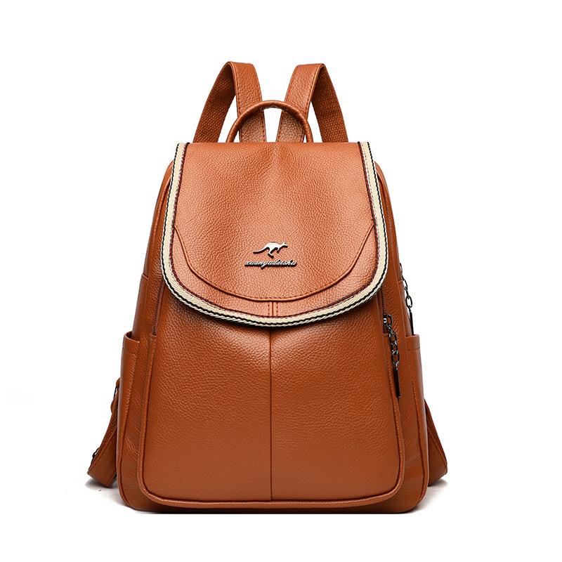Casual Backpack for Women New Versatile Large Capacity Soft Leather Student Schoolbag Outdoor Travel Backpack Women's Bag