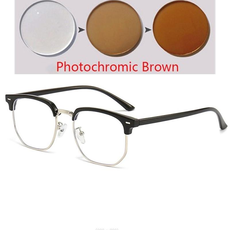 Half Frame Student Polygon Prescription Glasses For The Nearsighted Women Men Clear Lens Short-Sight Eyewear 0 -0.5 -1.0 To -6.0