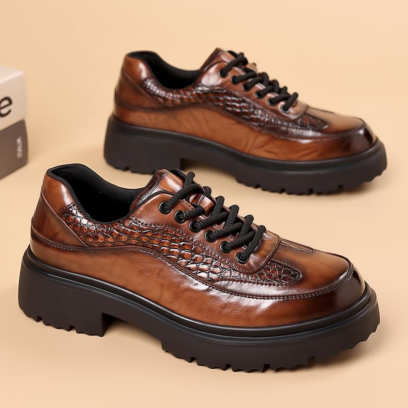 Fashion Wedding Party Men's Shoes Lace Up Casual Men's Black Fashion Moccasins Business Round Toe Luxury Leather Shoes Oxfords