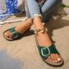 Retro Style Square Buckle One-word Sandal Slippers for Women in 2025 New Spring and Summer Platform Beach Slippers