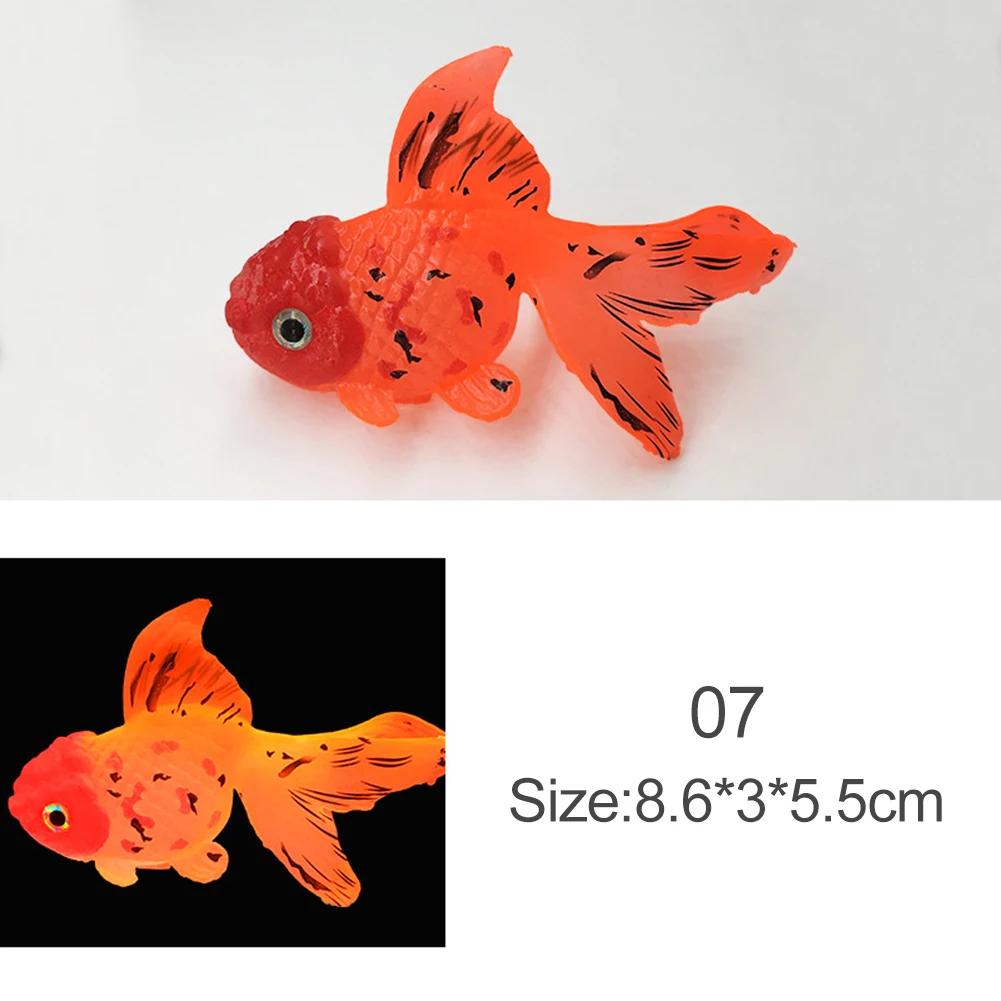 Glow In The Dark Artificial Aquarium Fishes Realistic Moving Floating Colorful Goldfish Fake Fish Ornament for Aquarium Tank