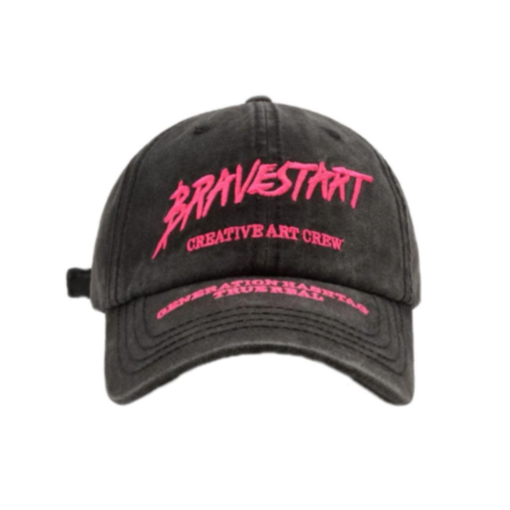 Korean Couple Spring and Summer Street Fashion Brand Letter Embroidery Wash Soft Top Baseball Hat Woman Showing Face Little Duckling Hat Man