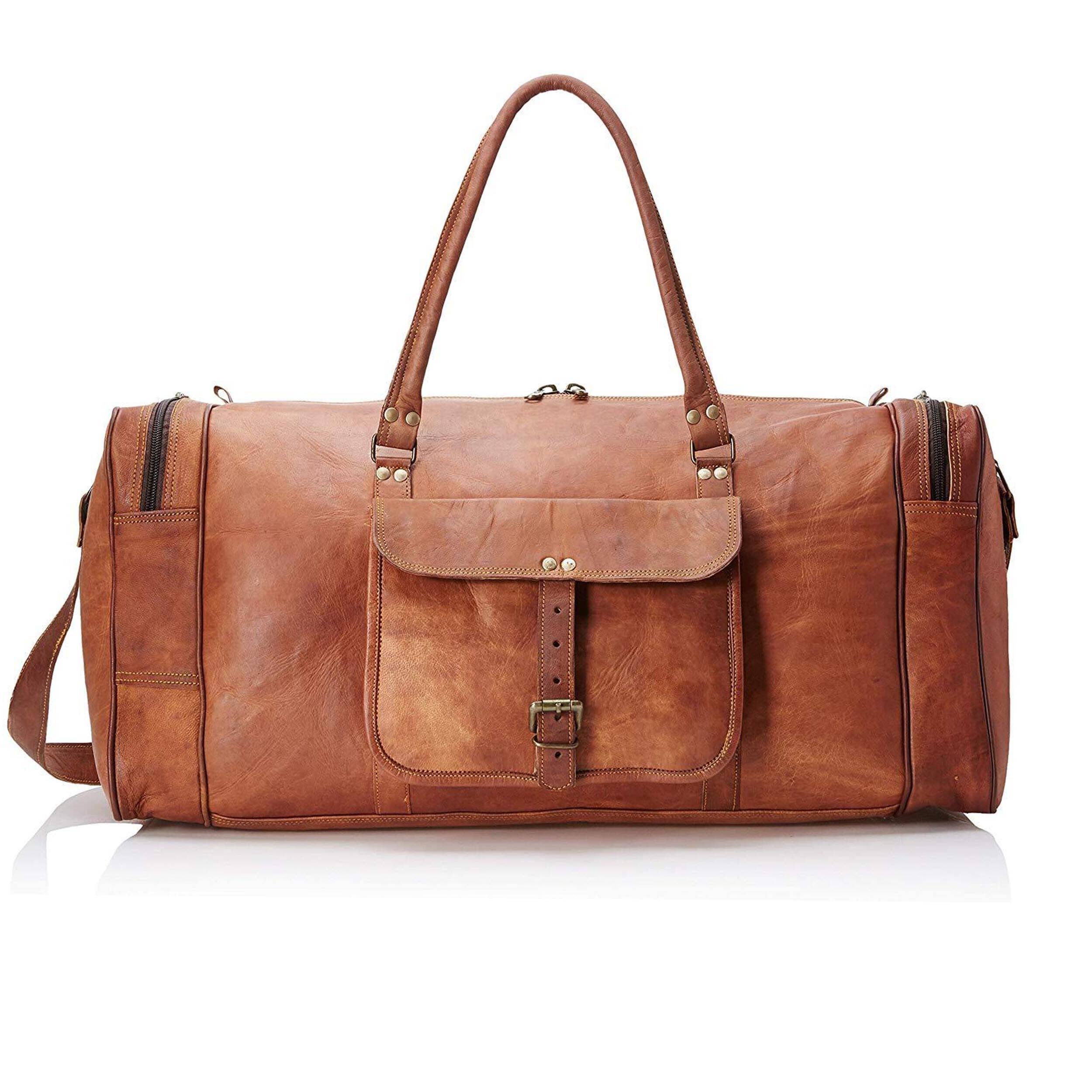 

MaheTri The Moses Martin Premium Leather Travel Duffel Bag with Spacious Main Compartment & Adjustable Shoulder Strap for Men & Women 28 Inch коричневый