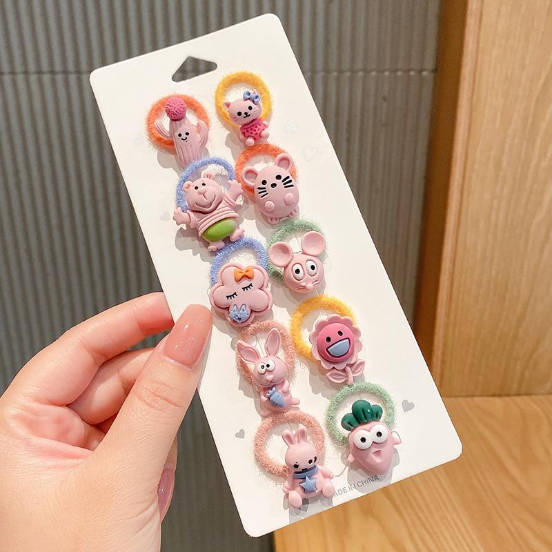 10-30PCS/Set, Cute Cartoon Animals, Hair Bands, Girls, Elastic Rubber Band, Headwear, Hair Accessories