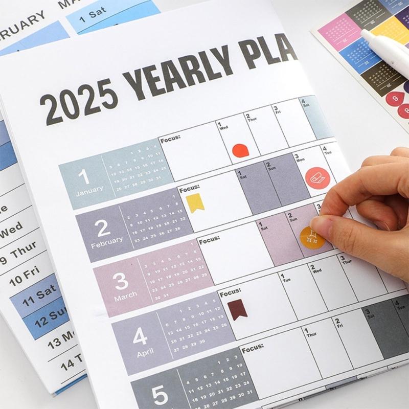 2025 Year Yearly Planner Wall Calendar Office Home Wall Organizers Planner from 01/2025 To 12/2025