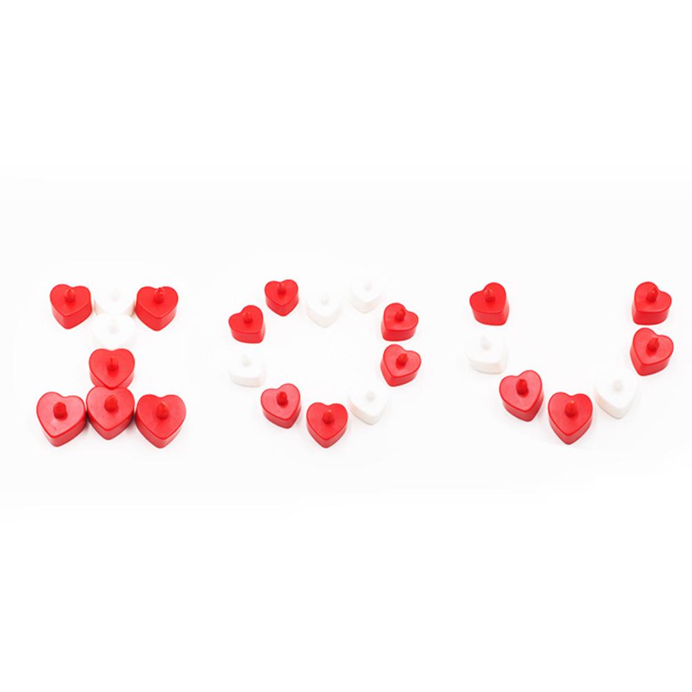 10Pcs Realistic Flickering LED Lamps Heart Shaped Electronic Flameless Candles Operated for Safe Wedding Party