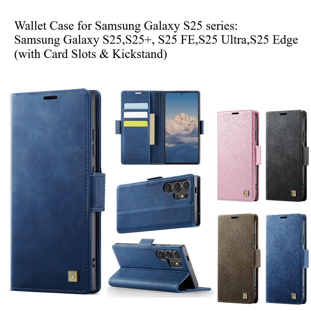 Für Samsung Galaxy S25 Serie.für Samsung S25, S25+, S25 FE, S25 Ultra, S25 Edge Brieftaschenkoffer mit Kartenfächern & Aufsteller, 360° Schutz Lederhülle