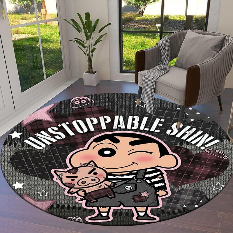 Crayon Shinchan Round Area Rug Carpet Rug For Living Room Bedroom Sofa Playroom Decor Nonslip Floor Mat
