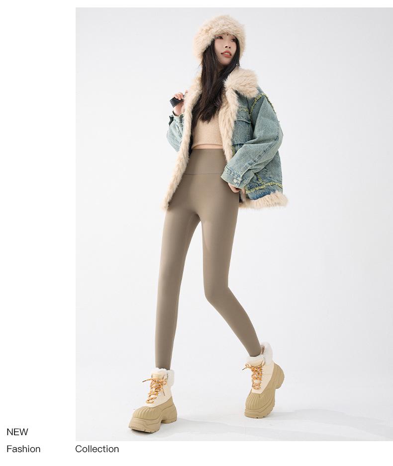 913# Women's Fleece-lined Slimming Leggings: Thick, Warm, Shaping Shark Pants for Autumn/Winter