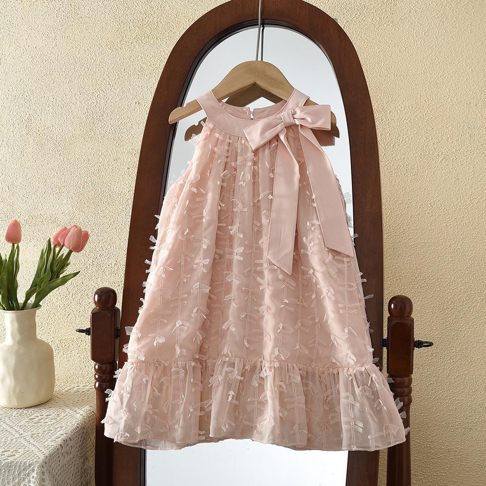 Girls Summer Sweet Bow Halter Dress Fairy Princess Party Dress For Kids 100cm