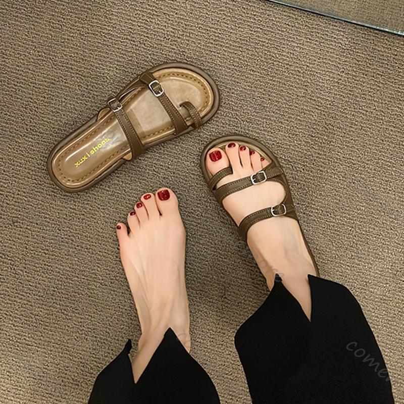 Fashion Comemore Women's Flip Flops Summer Non-Slip Flat Soft Sole Slides Shoes Fashion Casual Comfortable Outdoor Beach Sandals Slipper