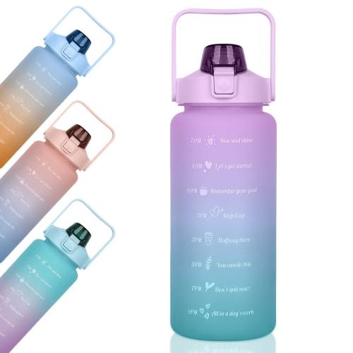 

Absdefen 2L Large Capacity Water Bottle, Cold and Heat Resistant, Portable Straw, Sports Water Bottle with Drinking Time Reminder, BPA-Free, for Adult
