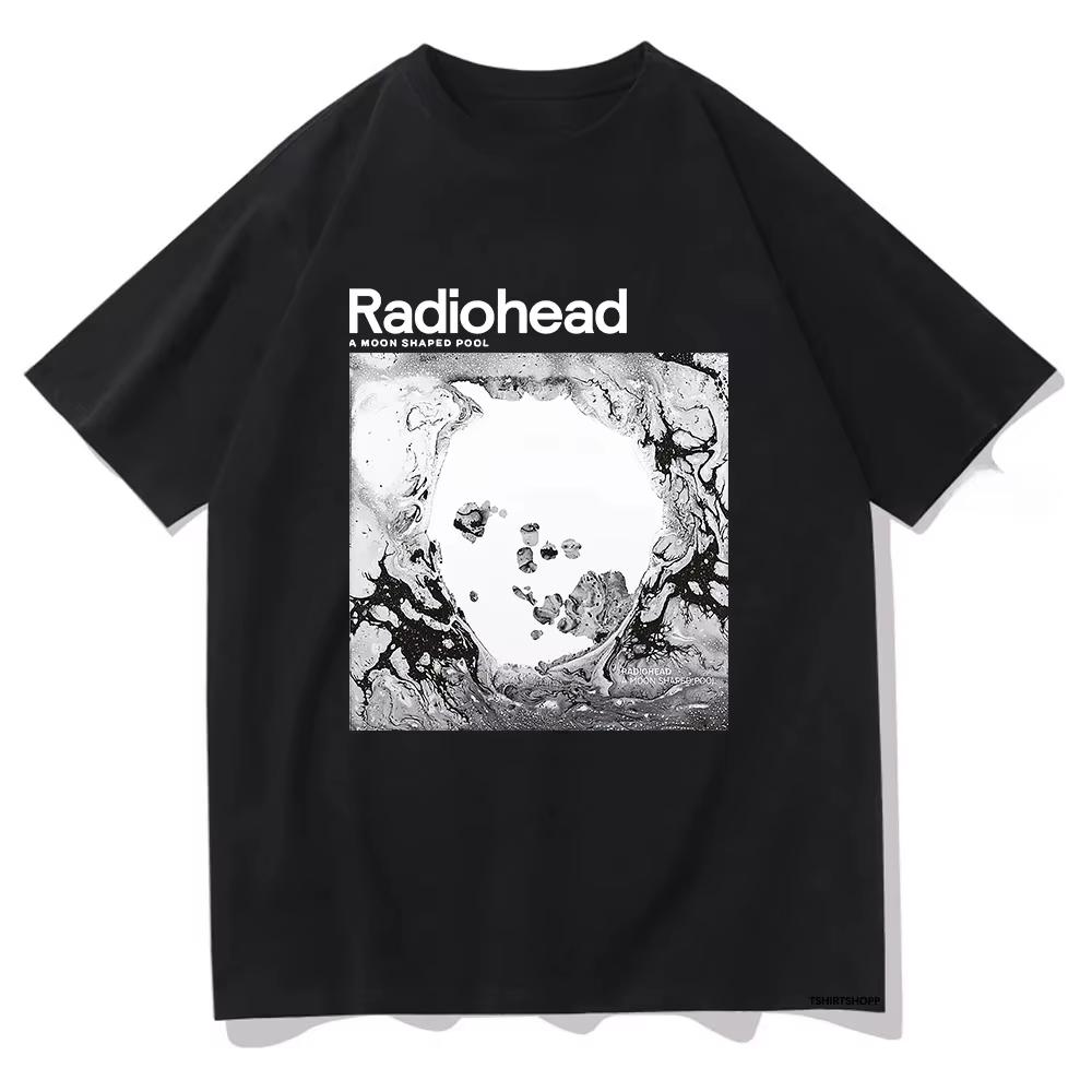 A Crescent-shaped Pool T-shirt Designed By Radiohead, A Retro Pattern T-shirt Series From Harajuku Style for Both Men and Wom... S