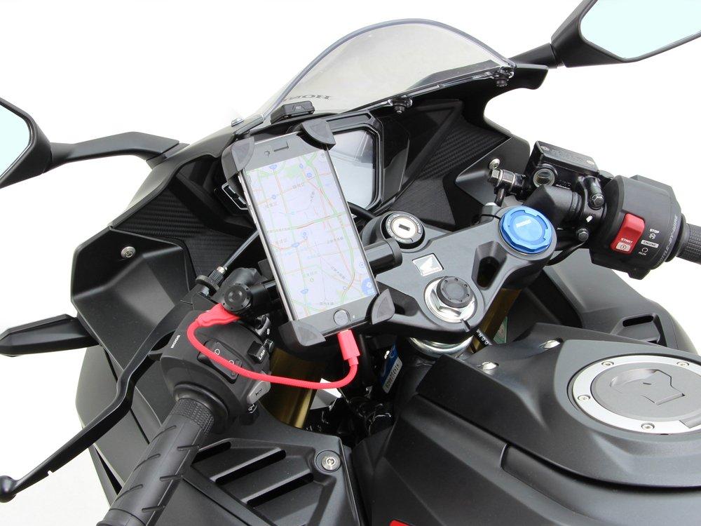 HURRICANE Clamp with USB Power for CBR250RR HU1026B Bar, Black, Supply, (MC51)