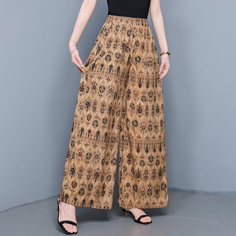 Sommer-Hosen mit weitem Bein für Damen Vintage Kleidung Übergröße Locker Lässig High Waist Hosen